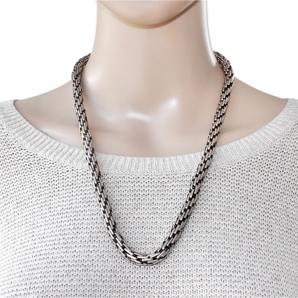 Vintage Red Coral Sterling Silver Woven Rope Chain Necklace Thick Heavy 72 Grams - Picture 2 of 5